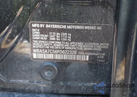 2015 BMW 528I xDrive z USA, uszkodzony, nr VIN WBA5A7C56FD622328